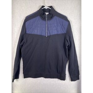 Calvin Klein Men's Large 1/4 Zip Pullover Long Sleeve Sweatshirt Black/navy ✅